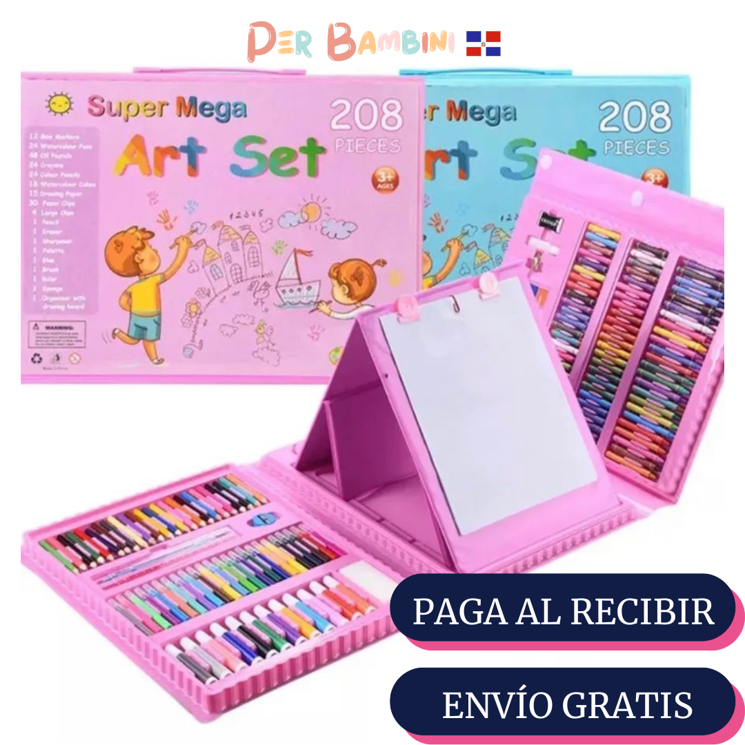 SUPER MEGA SET DE ARTE PARA NIÑOS: 208 PIEZAS ORIGINAL