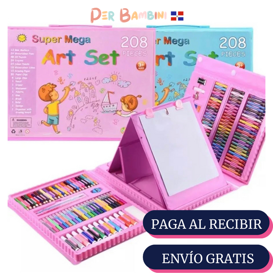 SUPER MEGA SET DE ARTE PARA NIÑOS: 208 PIEZAS ORIGINAL