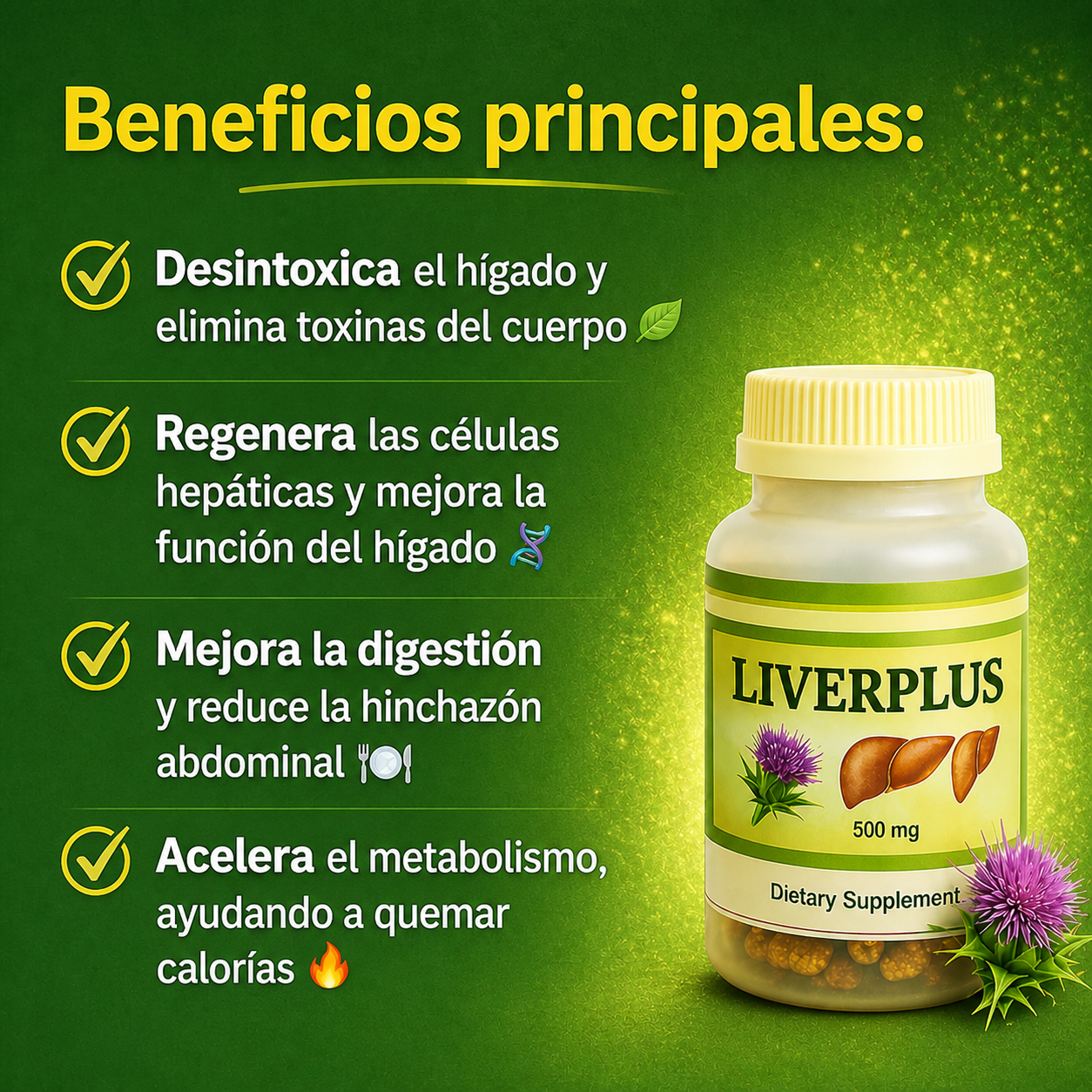 LiverPlus™ | Fórmula natural con Cardo Mariano para la salud de tu hígado